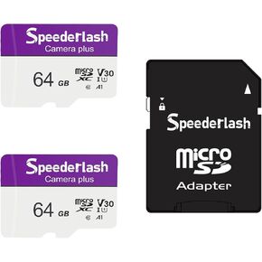 64GB 2 Pack Micro SDXC Memory Card, Camera Plus TF Card with Adapter, Up to 90MB/s Read Speed, 4K UHD&5K Video Support, U1 V30 A1 Rated, Waterproof, for Security Camera, Dashcam, Drones