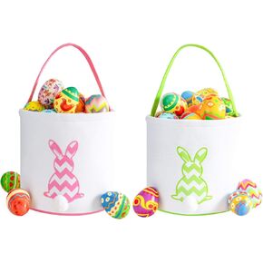 Easter Bunny Basket for Kids - Easter Tote Bag with Handle for Egg Hunting