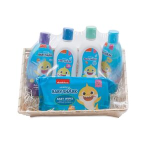 Primal Elements Baby Shark Bath Gift Basket, Assorted Shampoo, Lotion, Body Wash, Wipes