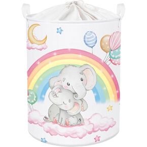 Rainbow Animals Baby Laundry Hamper Collapsible Clothes Kids Storage Basket Large Girls Gift Toy Box Bin for Bedroom, Castles, 36L
