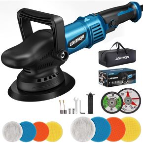 Cordless Dual Action Polisher, 9MM Orbital Polisher 2*12V 2000mAh Battery Powered, 8 Variable Speeds, 2600-6000OPM, for Car, Boat, Wall, Floor, DIY