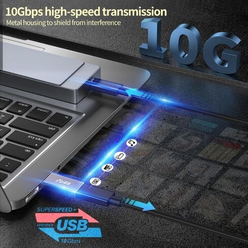 [10Gbps 2 Pack] USB C Female to USB A Male Adapter - USB 3.2 Converter High Speed 10Gbps Data Transfer & 60W Fast Charging, Compatible with Apple/iPhone/iPad in Saudi Arabia