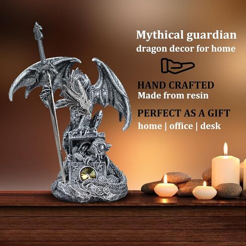 Gothic Medieval Mythic Dragon Figurine Statue Fantasy Decoration Table Office Home Bedroom Livingroom Decoration Gift (7 Inches) in Saudi Arabia