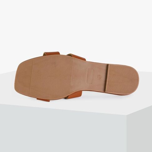 Putu Women's Flat Sandals Square Open Toe Slide Sandals Casual Summer Sandals with Metallic Buckle in Kuwait