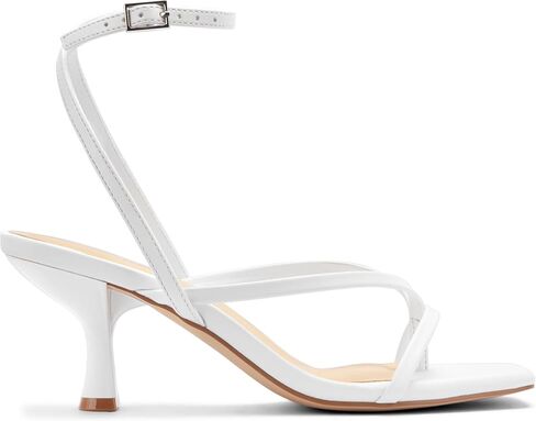 Women's Kitten Heel Strappy Open Square Toe Thong Ankle Strap Heels for Wedding in Kuwait