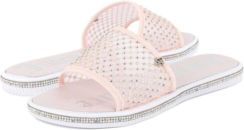Juicy Couture Women's Slide Sandals - Glitter Bling Open Toe Sparkle Flats - Dressy Summer Casual Footwear in Saudi Arabia
