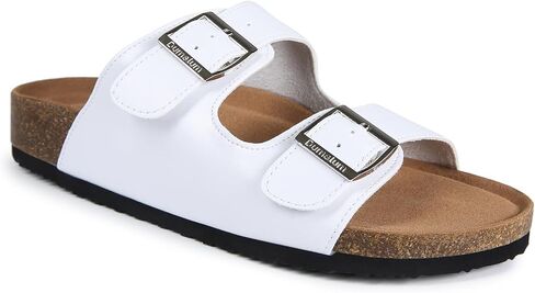 Dumalum Womens Flat Sandals with Cork Footbed Open Toe Slides Adjustable Slip On Slippers for Summer Beach Sandals Arch Support Size 6-12 in Saudi Arabia
