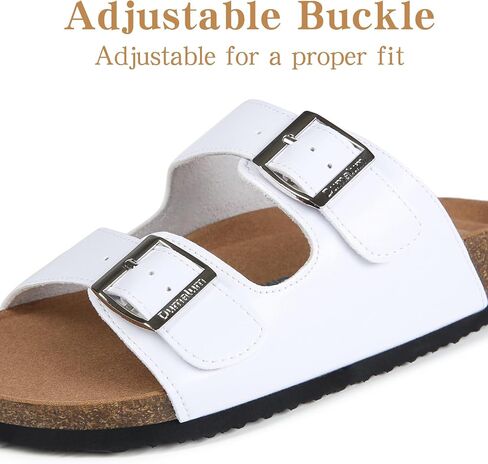 Dumalum Womens Flat Sandals with Cork Footbed Open Toe Slides Adjustable Slip On Slippers for Summer Beach Sandals Arch Support Size 6-12 in Saudi Arabia