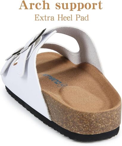 Dumalum Womens Flat Sandals with Cork Footbed Open Toe Slides Adjustable Slip On Slippers for Summer Beach Sandals Arch Support Size 6-12 in Saudi Arabia