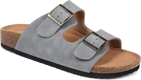 Dumalum Womens Flat Sandals with Cork Footbed Open Toe Slides Adjustable Slip On Slippers for Summer Beach Sandals Arch Support Size 6-12 in Saudi Arabia
