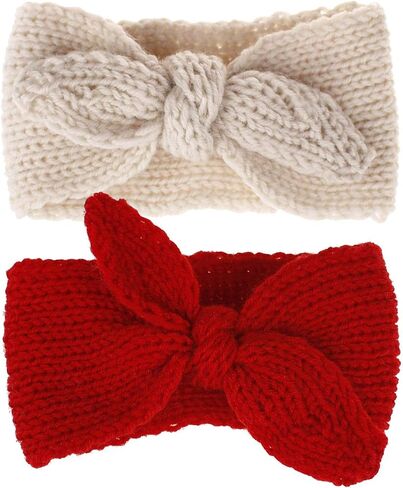 Utaly Winter Cute Kids Baby Girls Redbit Conted Beadbrand Headwarmer (Red + Beige ، Stepty) in Kuwait