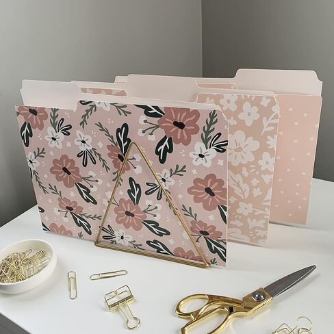 Cute File Folders, Set of 24 3-Tab Letter Size Decorative File Folders Boho Manilla 8.5 x 11 – Pretty Designer Home Office School Supplies (Blossom) in Saudi Arabia