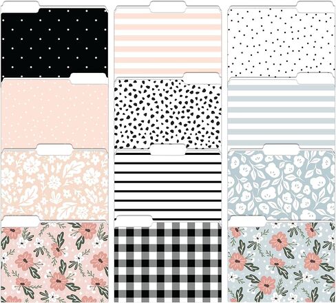 Cute File Folders, Set of 24 3-Tab Letter Size Decorative File Folders Boho Manilla 8.5 x 11 – Pretty Designer Home Office School Supplies (Blossom) in Saudi Arabia
