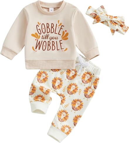 Toddler Baby Girl Halloween Outfit Pumpkin Crewneck Sweatshirt Long Sleeve Shirt Pants Newborn Fall Clothes in Saudi Arabia
