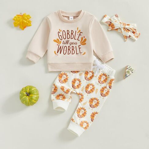 Toddler Baby Girl Halloween Outfit Pumpkin Crewneck Sweatshirt Long Sleeve Shirt Pants Newborn Fall Clothes in Saudi Arabia