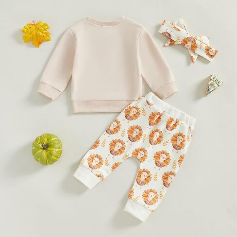 Toddler Baby Girl Halloween Outfit Pumpkin Crewneck Sweatshirt Long Sleeve Shirt Pants Newborn Fall Clothes in Saudi Arabia