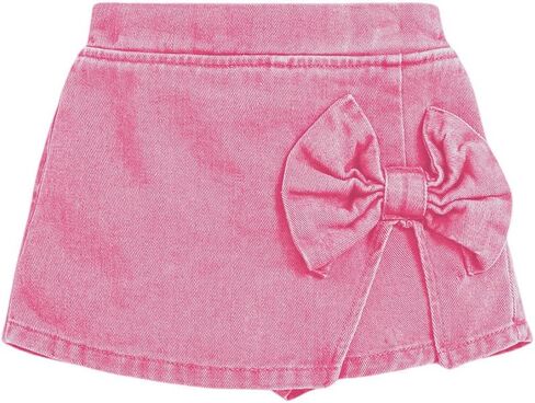 Girl's High Waist Denim Skort Bow Front Split Elastic Waist Summer Casual Jean Skirt Shorts in Saudi Arabia