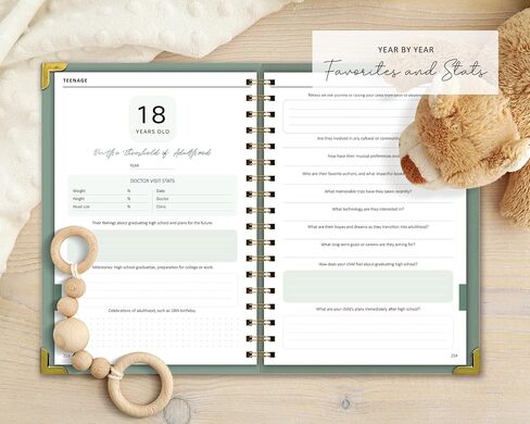 Pregnancy Journal and Baby Memory Book - From Pregnancy to 18 Years Old - 417 Baby Stickers Included - Pregnancy Book with 320 Pages - Pregnancy Planner for First Time Moms - Baby Book - Best Gifts for Expectant Moms in Saudi Arabia