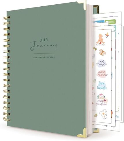 Pregnancy Journal and Baby Memory Book - From Pregnancy to 18 Years Old - 417 Baby Stickers Included - Pregnancy Book with 320 Pages - Pregnancy Planner for First Time Moms - Baby Book - Best Gifts for Expectant Moms in Saudi Arabia