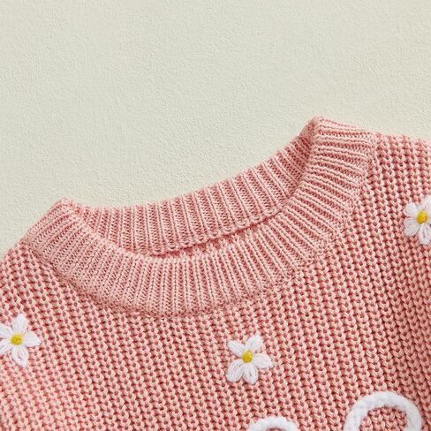Honganda Infant Baby Girl First Birthday Romper Sweater Long Sleeve One Flower Embroidery Knit Onesie Fall Winter Outfit in Saudi Arabia