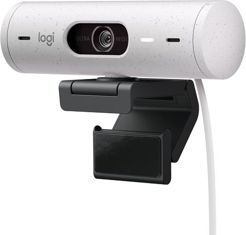 Logitech Brio 500 Full HD Webcam: تصحيح الضوء التلقائي ، التقطيع التلقائي ، المشاهدة ، ميكروفونات تقليل الضوضاء ، كاميرا الويب الخاصة بالخصوصية ، لفرق Microsoft ، Google Meet ، Zoom - Pink in Kuwait