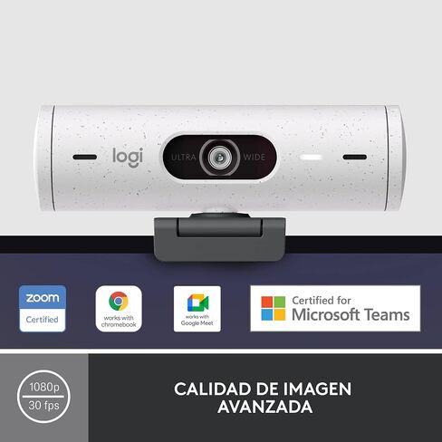 Logitech Brio 500 Full HD Webcam: تصحيح الضوء التلقائي ، التقطيع التلقائي ، المشاهدة ، ميكروفونات تقليل الضوضاء ، كاميرا الويب الخاصة بالخصوصية ، لفرق Microsoft ، Google Meet ، Zoom - Pink in Kuwait