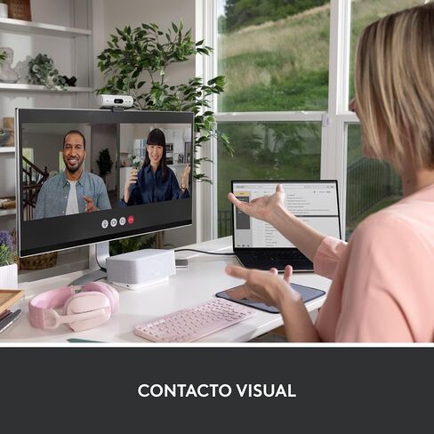 Logitech Brio 500 Full HD Webcam: تصحيح الضوء التلقائي ، التقطيع التلقائي ، المشاهدة ، ميكروفونات تقليل الضوضاء ، كاميرا الويب الخاصة بالخصوصية ، لفرق Microsoft ، Google Meet ، Zoom - Pink in Kuwait