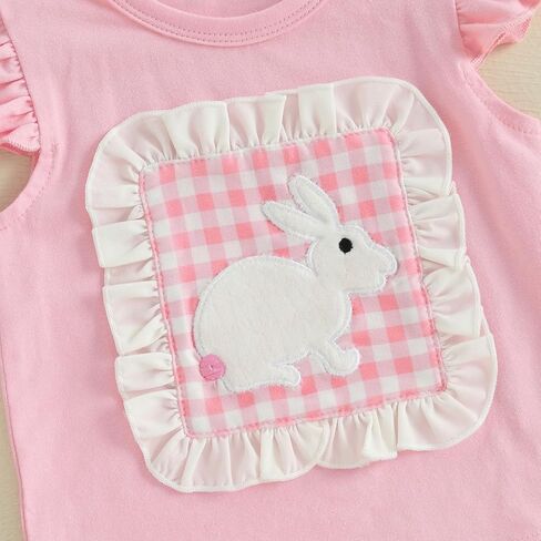 Beqeuewll Toddler Baby Girls Girls Summer Closy Bunny Short Sleeve Shirt Shirt Plaid Shirts 2pcs مجموعات الفتيات in Kuwait