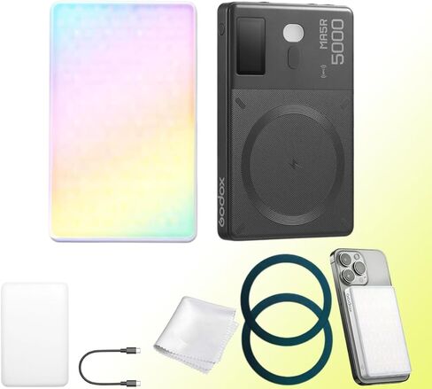 Godox MA5R Full-Color LED Light, Magnetic Charging Selfie Light CRI95 TLCI97, CCT 1800K-10000K,14 Fx Modes,HSI Adjustment,NFC/Bluetooth Connectivity,GM Adjust, 0%-100% Adjust, forYouTube/TikTok etc. in Kuwait