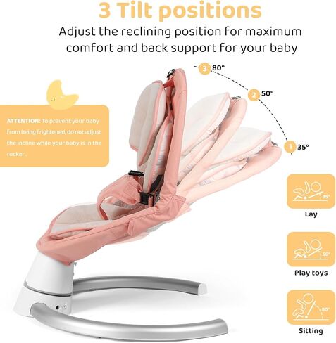 Baby Swing for Infants, Baby Rocker with 5 Speed & 10 Preset Lullabies, Bluetooth Support, 5 Point Harness with Remote Control and 3 Hanging Toys, Pink in Saudi Arabia