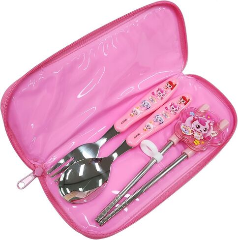 Catch Teenieping Fork, Spoon, and Chopsticks Flatware Set with Case, Stainless Steel (I) in Kuwait