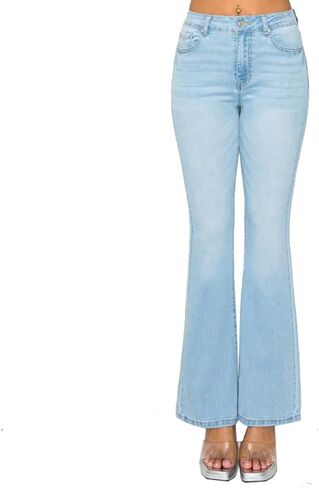 WAX JEAN Women's High Waisted Flap Back Pocket Bootcut Jeans in Kuwait