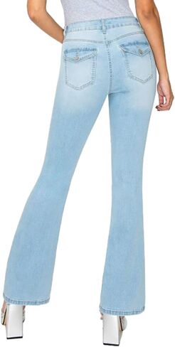 WAX JEAN Women's High Waisted Flap Back Pocket Bootcut Jeans in Kuwait