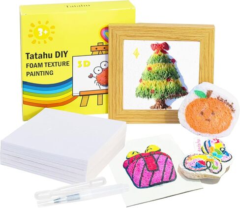 Tatahu Magic Foam Texture Paper - 4" x 4" White Cellulose Cards, DIY Art and Kids Craft Supplies for Acrylics Painting, 10 Sheets in Kuwait