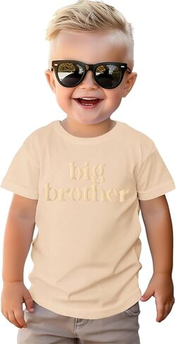BOUTIKOME Big Brother Shirts Toddler Boys 3D Puff Print Big Bro T-Shirt Baby Summer Tees Sibling Reveal Announcement Tops in Saudi Arabia