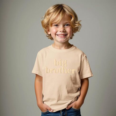 BOUTIKOME Big Brother Shirts Toddler Boys 3D Puff Print Big Bro T-Shirt Baby Summer Tees Sibling Reveal Announcement Tops in Saudi Arabia