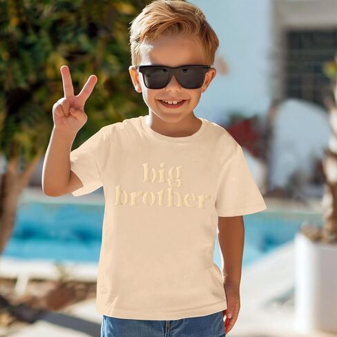 BOUTIKOME Big Brother Shirts Toddler Boys 3D Puff Print Big Bro T-Shirt Baby Summer Tees Sibling Reveal Announcement Tops in Saudi Arabia