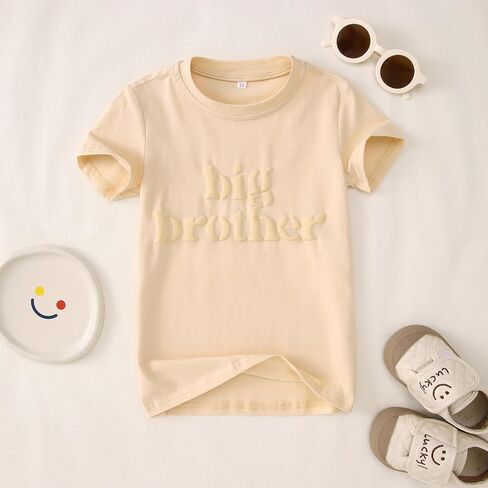 BOUTIKOME Big Brother Shirts Toddler Boys 3D Puff Print Big Bro T-Shirt Baby Summer Tees Sibling Reveal Announcement Tops in Saudi Arabia