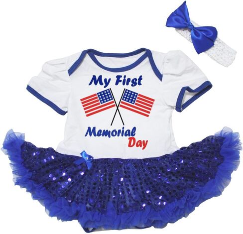Petitebella USA Flags My First Memorial Day Baby Dress Nb-18m in Saudi Arabia