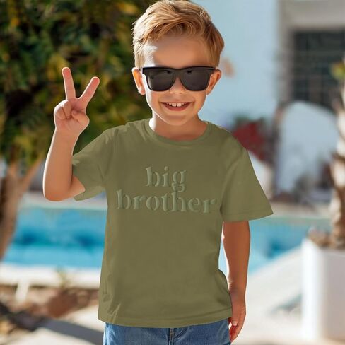 BOUTIKOME Big Brother Shirts Toddler Boys 3D Puff Print Big Bro T-Shirt Baby Summer Tees Sibling Reveal Announcement Tops in Saudi Arabia
