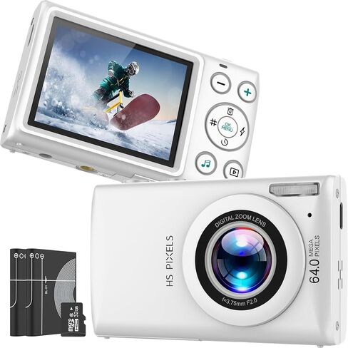 الكاميرا الرقمية ، التركيز التلقائي 64 ميجابكسل UHD 4K Vlogging كاميرا 18x ZOOM الرقمية ، نقطة مضغوطة محمولة واطلاق النار على تربية الكاميرا الرقمية in Kuwait