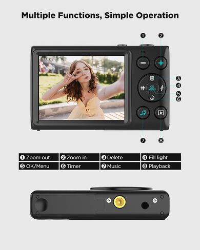 الكاميرا الرقمية ، التركيز التلقائي 64 ميجابكسل UHD 4K Vlogging كاميرا 18x ZOOM الرقمية ، نقطة مضغوطة محمولة واطلاق النار على تربية الكاميرا الرقمية in Kuwait
