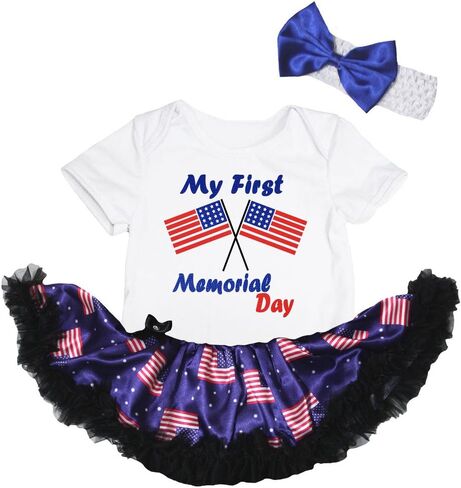Petitebella USA Flags My First Memorial Day Baby Dress Nb-18m in Saudi Arabia