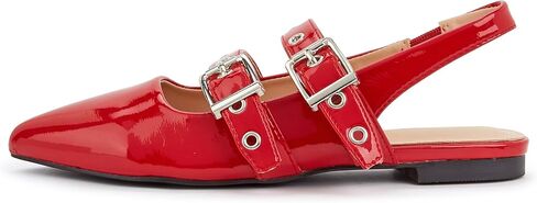 LUCKY STEP Women's Slingback Buckle Flats Ballet Poninted Toe Block Heel Dress Adjustable Strap Mary Jane Formal Wedding Shoes in Kuwait