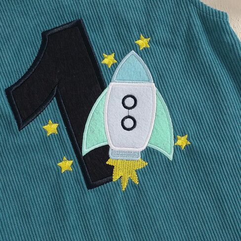 Baby Boy 1st Birthday Outfit One Year Old Embroidery Corduroy Overalls Jumpsuit First Cake Smash Outfits in Saudi Arabia