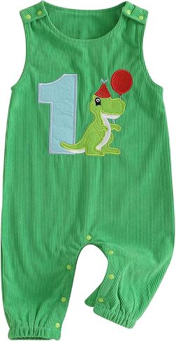 Baby Boy 1st Birthday Outfit One Year Old Embroidery Corduroy Overalls Jumpsuit First Cake Smash Outfits in Saudi Arabia