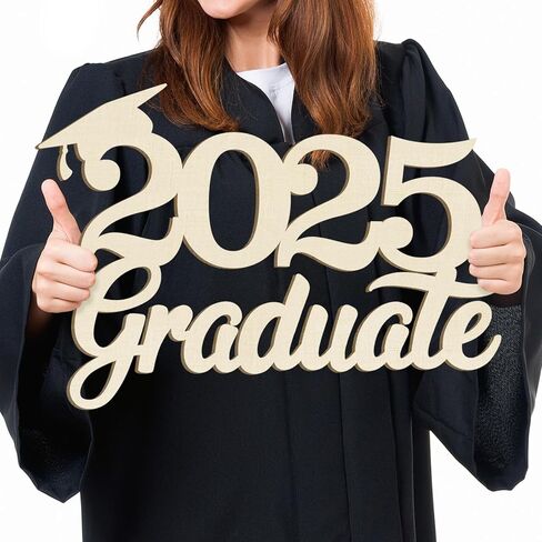 Wooden Class of 2025 Sign Senior 2025 Graduation Props for Photoshoot 2025 Class of Grad Photo Props Graduation Signs College High School Party Supplies Unfinished Grad Ornaments to Paint in Kuwait