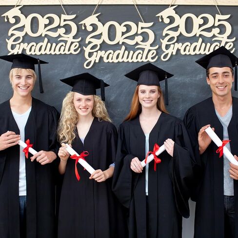 Wooden Class of 2025 Sign Senior 2025 Graduation Props for Photoshoot 2025 Class of Grad Photo Props Graduation Signs College High School Party Supplies Unfinished Grad Ornaments to Paint in Kuwait