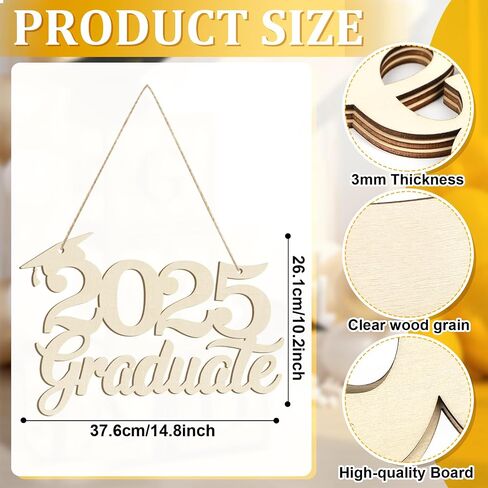 Wooden Class of 2025 Sign Senior 2025 Graduation Props for Photoshoot 2025 Class of Grad Photo Props Graduation Signs College High School Party Supplies Unfinished Grad Ornaments to Paint in Kuwait