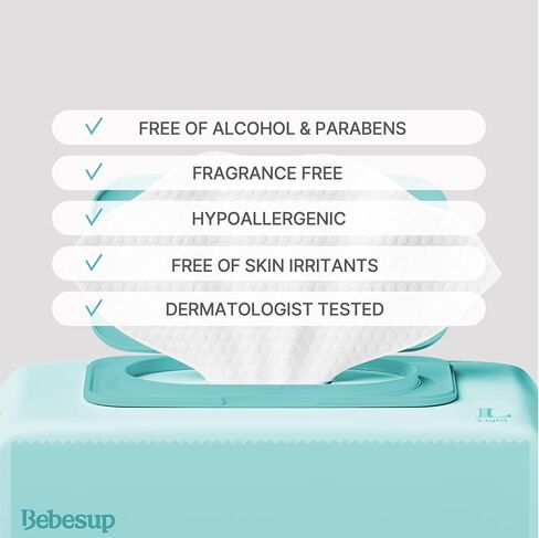 [BEBESUP] مناديل مبللة قابلة للغسل | غير معطرة، لا تسبب الحساسية، خالية من الكحول، خالية من البارابين، مناديل نباتية، قابلة للتحلل البيولوجي، للبالغين والأطفال، آمنة للبشرة الحساسة، قلاب علوي، 432 قطعة (عبوة من 9) in Kuwait